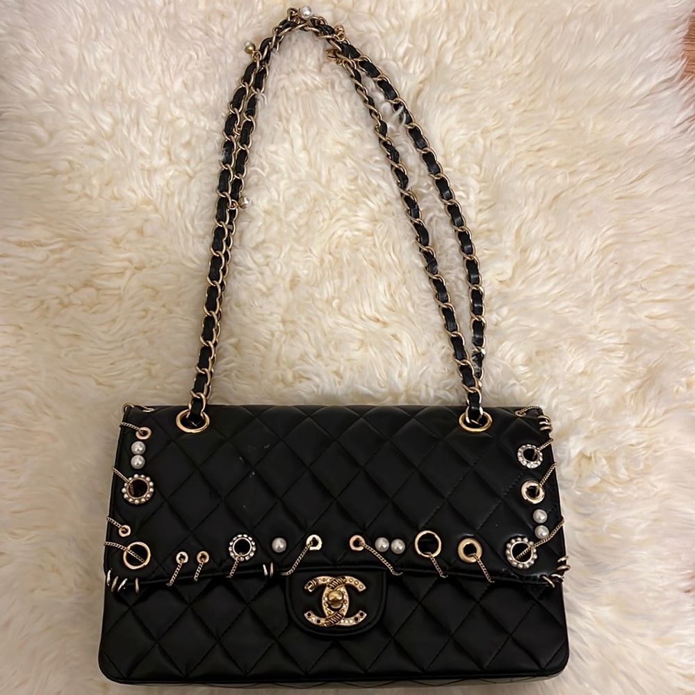 Black Chanel Bag with Pearls
